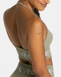 Sale Brassière Signature Neckholder « Kaki » Femme Brassières De Sport