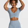 Outlet Crop Top Focus « bleu acier » Femme Hauts | T-shirts