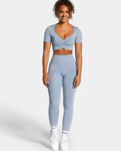 Outlet Crop Top Focus « bleu acier » Femme Hauts | T-shirts