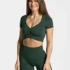 Hot Crop Top Focus « vert foncé » Femme Hauts | T-shirts