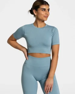 New Crop top Sensation « bleu acier » Femme Hauts | T-shirts