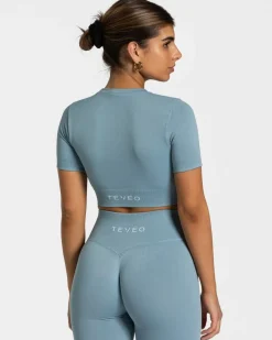 New Crop top Sensation « bleu acier » Femme Hauts | T-shirts