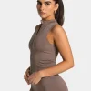 Discount Débardeur zippé Timeless Pro « moka » Femme Hauts