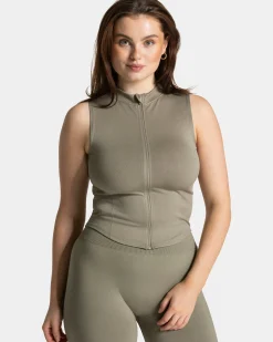 Clearance Débardeur zippé Timeless Pro « kaki » Femme Hauts