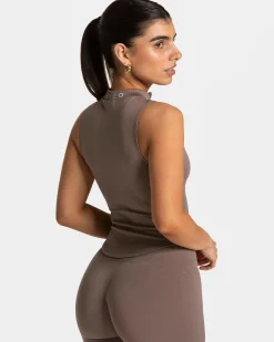 Discount Débardeur zippé Timeless Pro « moka » Femme Hauts