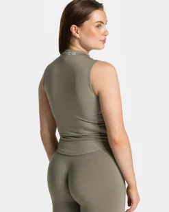 Clearance Débardeur zippé Timeless Pro « kaki » Femme Hauts