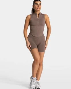 Discount Débardeur zippé Timeless Pro « moka » Femme Hauts