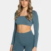 Discount Haut à manches longues Backless Femme « teal » Femme Hauts À Manches Longues