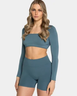 Discount Haut à manches longues Backless Femme « teal » Femme Hauts À Manches Longues