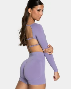 Discount Haut à manches longues Backless Femme « lavande » Femme Hauts À Manches Longues