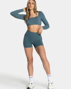 Discount Haut à manches longues Backless Femme « teal » Femme Hauts À Manches Longues