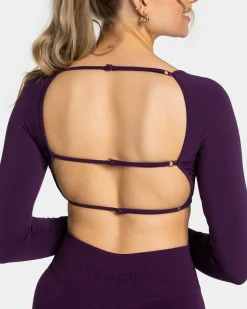 Clearance Haut à manches longues Backless Femme « aubergine » Femme Hauts À Manches Longues