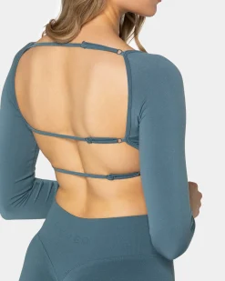 Discount Haut à manches longues Backless Femme « teal » Femme Hauts À Manches Longues