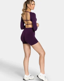 Clearance Haut à manches longues Backless Femme « aubergine » Femme Hauts À Manches Longues