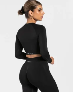 Online Haut à manches longues Charming Cutout « noir » Femme Hauts À Manches Longues