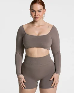 Best Haut à manches longues Femme Backless « moka » Femme Hauts À Manches Longues