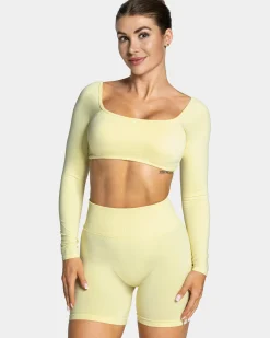 New Haut à manches longues Femme Backless « jaune » Femme Hauts À Manches Longues
