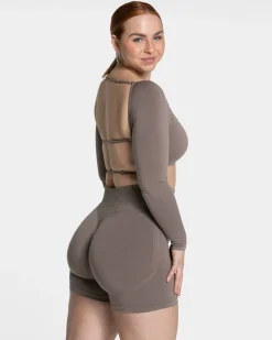 Best Haut à manches longues Femme Backless « moka » Femme Hauts À Manches Longues