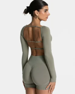 Outlet Haut à manches longues Femme Backless « kaki » Femme Hauts À Manches Longues