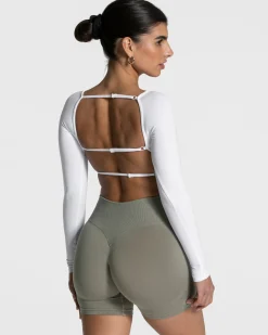 Fashion Haut à manches longues Femme Backless « blanc » Femme Hauts À Manches Longues
