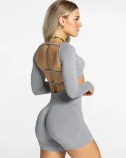 Clearance Haut à manches longues Femme Backless « gris » Femme Hauts À Manches Longues