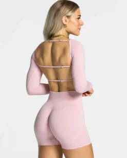 Best Haut à manches longues Femme Backless « rose » Femme Hauts À Manches Longues