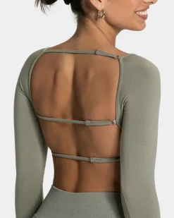 Outlet Haut à manches longues Femme Backless « kaki » Femme Hauts À Manches Longues
