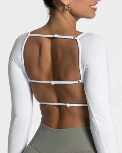 Fashion Haut à manches longues Femme Backless « blanc » Femme Hauts À Manches Longues