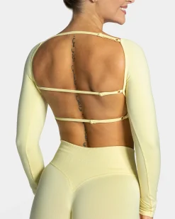 New Haut à manches longues Femme Backless « jaune » Femme Hauts À Manches Longues