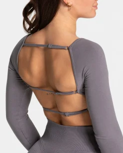 Discount Haut à manches longues Femme Backless « graphite » Femme Hauts À Manches Longues