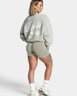 Hot Sweat-shirt Acid oversize « vert sauge » Femme Sweats À Capuche Et Vestes De Sport