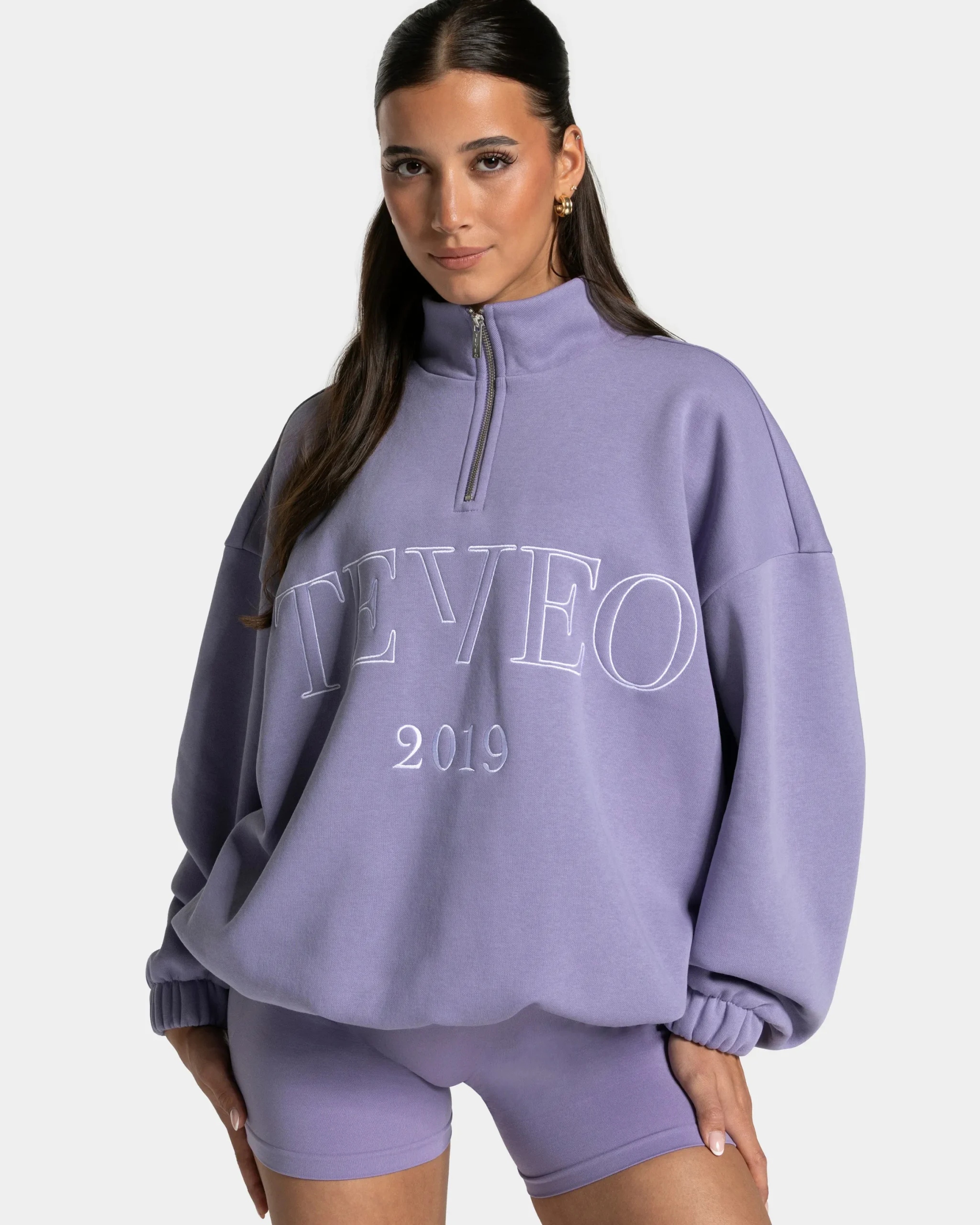 Clearance Sweat-shirt demi-zippé Femme « lavande » Femme Sweats À Capuche Et Vestes De Sport