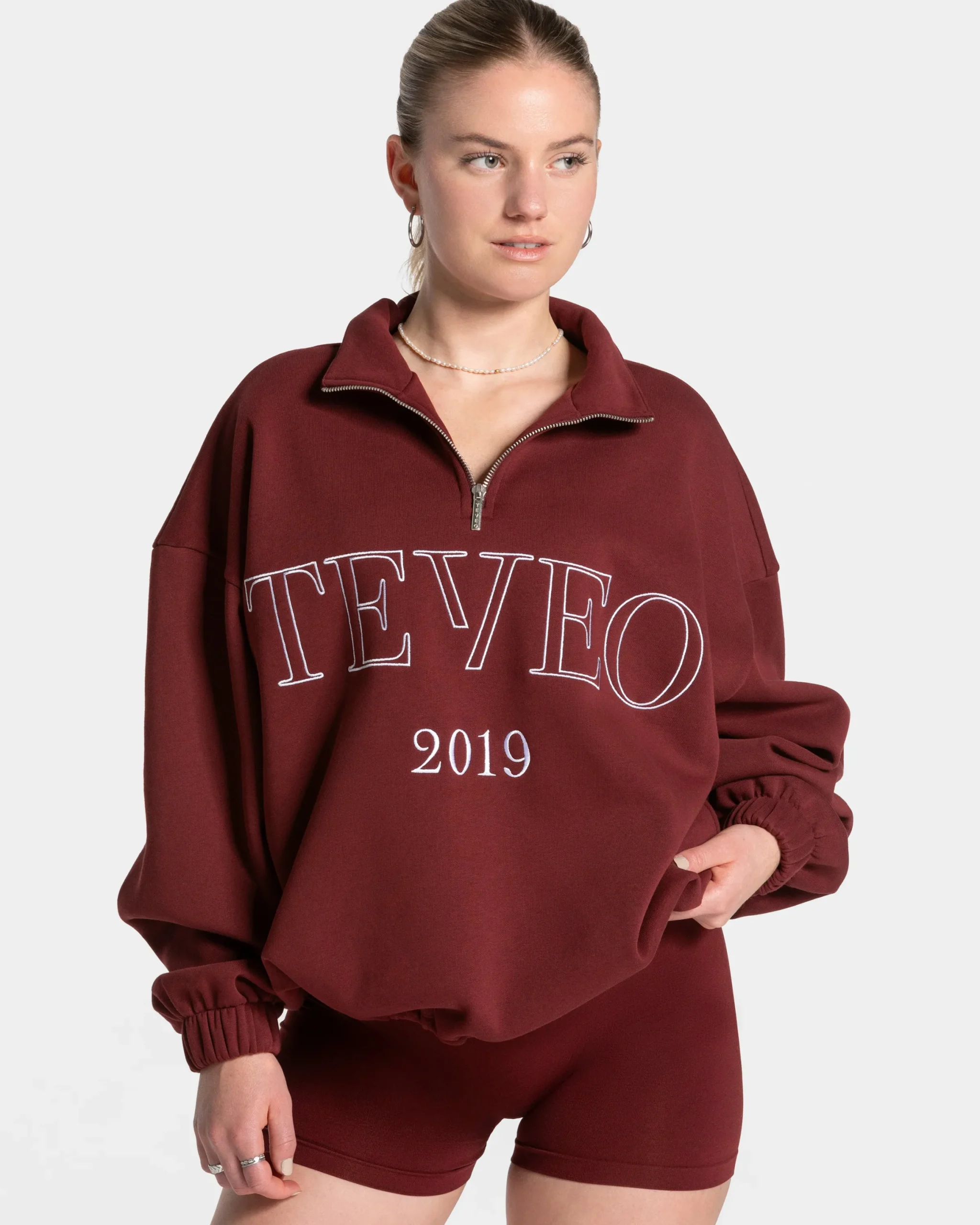 Clearance Sweat-shirt demi-zippé Femme « bordeaux » Femme Sweats À Capuche Et Vestes De Sport