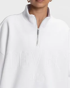 New Sweat-shirt demi-zippé Femme « blanc » Femme Sweats À Capuche Et Vestes De Sport