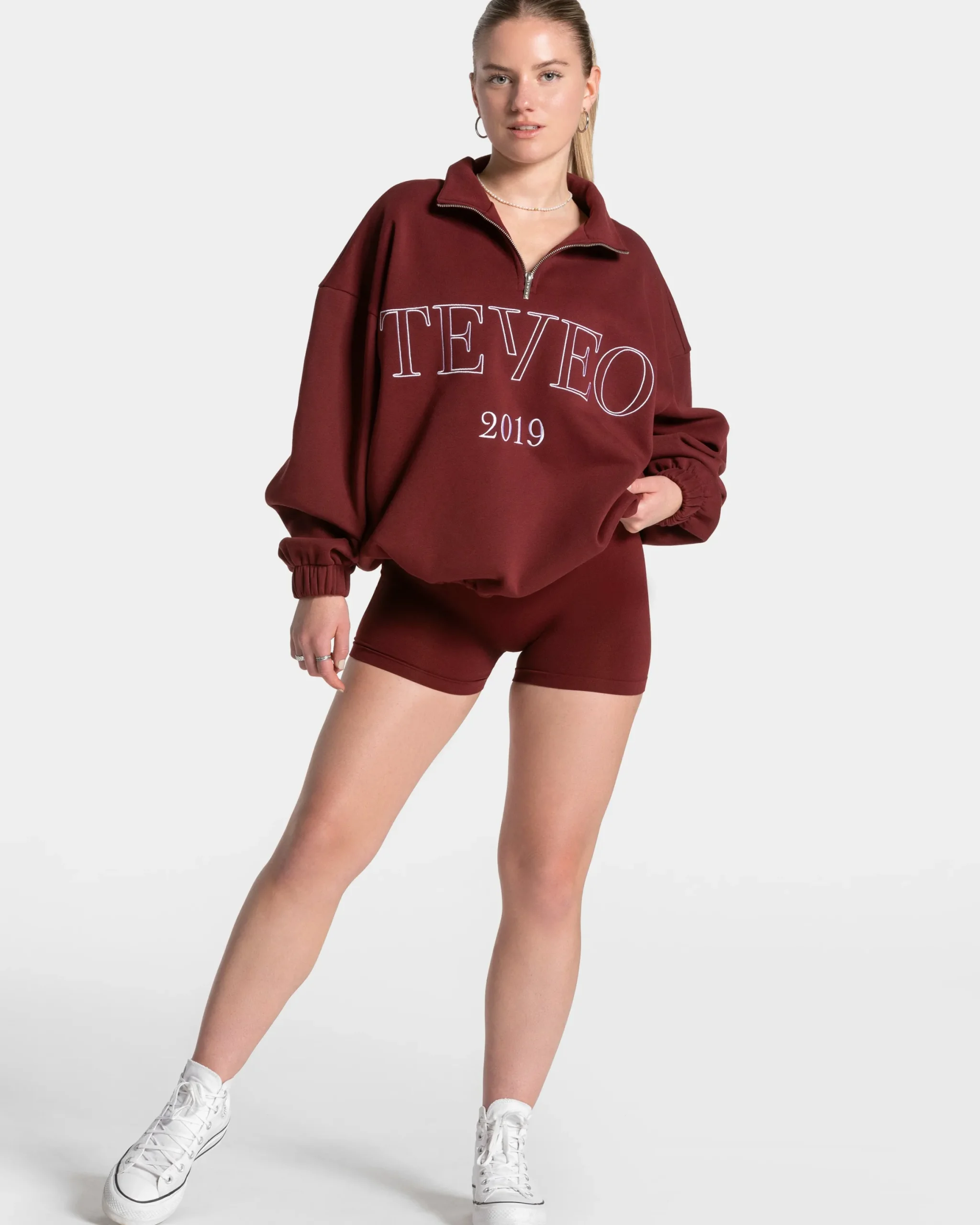 Clearance Sweat-shirt demi-zippé Femme « bordeaux » Femme Sweats À Capuche Et Vestes De Sport