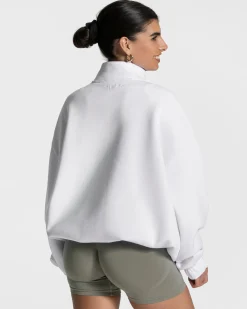 New Sweat-shirt demi-zippé Femme « blanc » Femme Sweats À Capuche Et Vestes De Sport