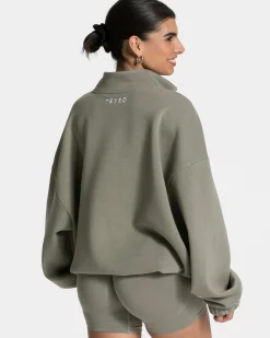 Hot Sweat-shirt demi-zippé Femme « kaki » Femme Sweats À Capuche Et Vestes De Sport