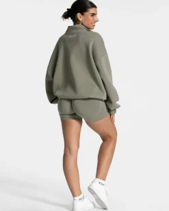 Hot Sweat-shirt demi-zippé Femme « kaki » Femme Sweats À Capuche Et Vestes De Sport