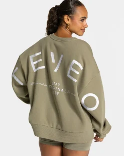 Discount Sweat-shirt oversize Signature « Kaki » Femme Sweats À Capuche Et Vestes De Sport