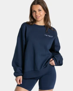 Discount Sweat-shirt oversize Signature « bleu foncé » Femme Sweats À Capuche Et Vestes De Sport