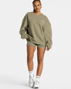Discount Sweat-shirt oversize Signature « Kaki » Femme Sweats À Capuche Et Vestes De Sport