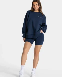 Discount Sweat-shirt oversize Signature « bleu foncé » Femme Sweats À Capuche Et Vestes De Sport