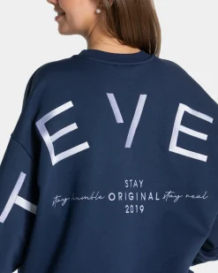 Discount Sweat-shirt oversize Signature « bleu foncé » Femme Sweats À Capuche Et Vestes De Sport