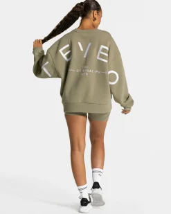 Discount Sweat-shirt oversize Signature « Kaki » Femme Sweats À Capuche Et Vestes De Sport