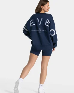Discount Sweat-shirt oversize Signature « bleu foncé » Femme Sweats À Capuche Et Vestes De Sport
