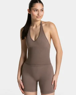 Discount Top Neckholder Timeless Pro « moka » Femme Hauts