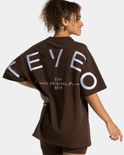 Clearance T-shirt oversize Signature « marron foncé » Femme T-shirts