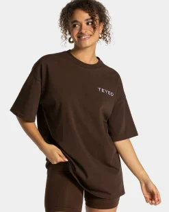 Clearance T-shirt oversize Signature « marron foncé » Femme T-shirts