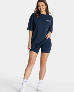 New T-shirt oversize Signature « bleu foncé » Femme T-shirts