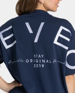 New T-shirt oversize Signature « bleu foncé » Femme T-shirts